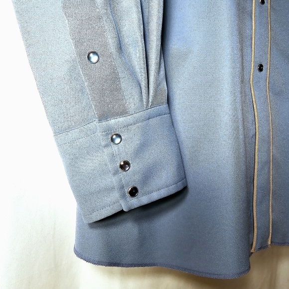 🛑 Vintage Miller Western Wear Mens Blue Embroidered Snap Front Shirt 17/35 - Picture 4 of 8